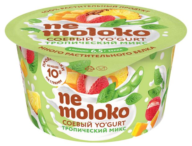 Соевый йогурт Nemoloko тропический микс для детей старше 3х лет без глютена и лактозы 5%, 130 г