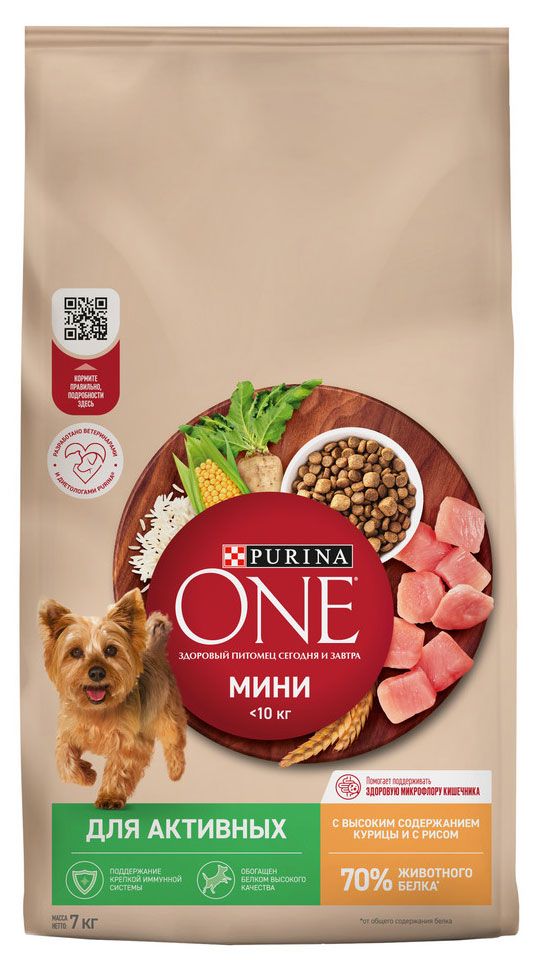 фото Сухой корм для собак purina one мини с активным образом жизни с курицей и рисом, 7 кг