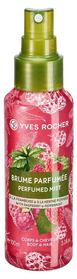 фото Спрей для тела и волос yves rocher малина &amp; мята парфюмированный, 100 мл