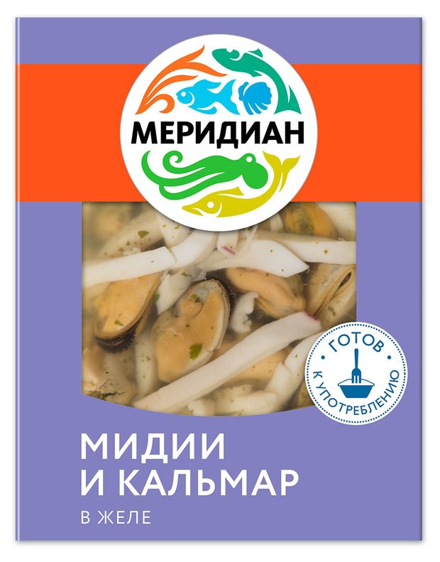 Мидии и кальмар Меридиан в желе, 200 г