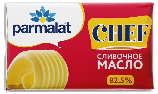 Масло сливочное Parmalat Chef сладкосливочное несоленое 82,5%, 180 г