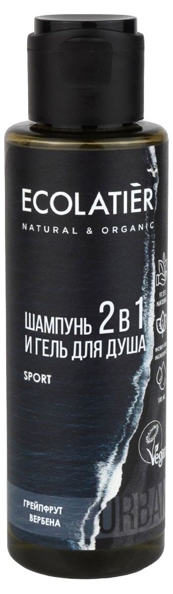 Гель для душа и шампунь мужской Ecolatier Eclu 2 в 1 грейпфрут и вербена, 100 мл