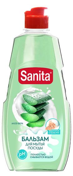 фото Бальзам для мытья посуды sanita pure алоэ вера, 450 г