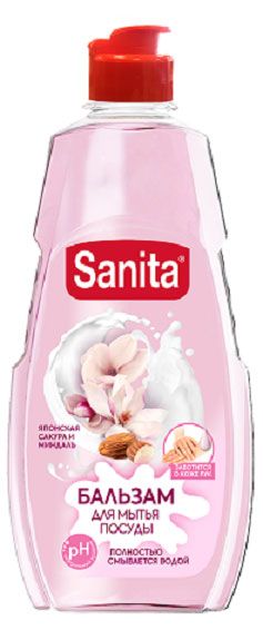 фото Бальзам для мытья посуды sanita pure миндаль и японская сакура, 450 г