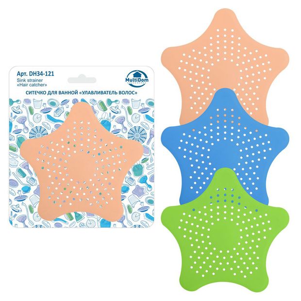 Ситечко для ванной Мультидом Улавливатель Волос, 15x15 см