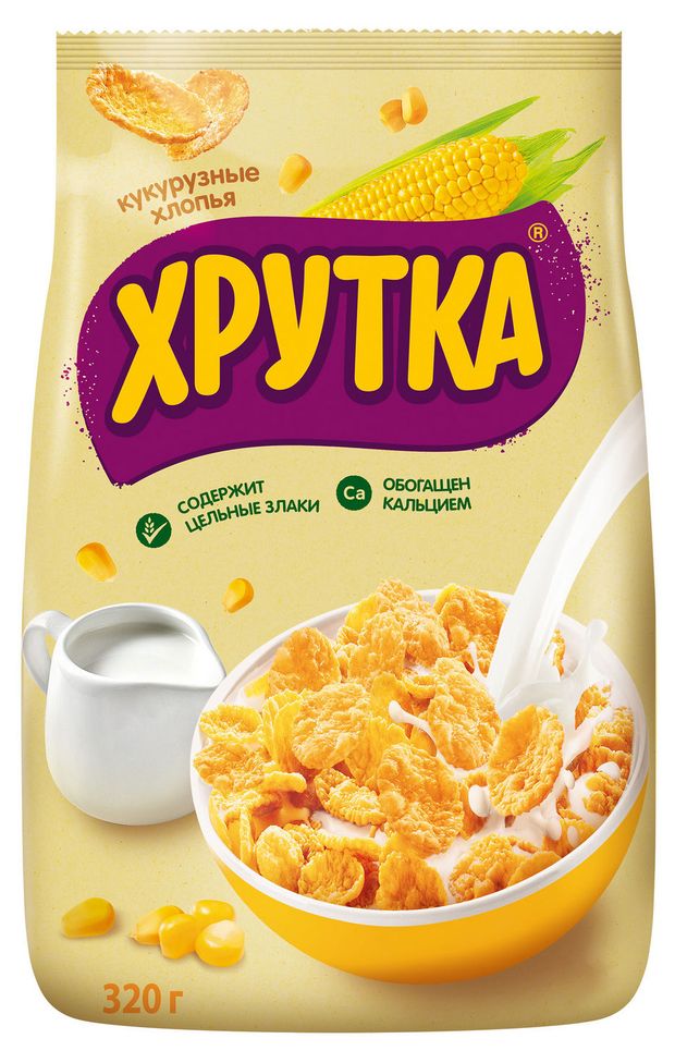 Готовый завтрак ХРУТКА хлопья кукурузные хрустящие обогащенные кальцием 320 г 130₽