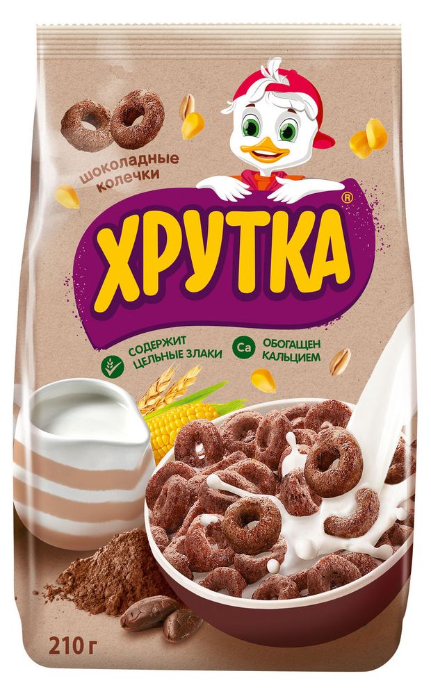 Готовый завтрак ХРУТКА Мультизлаковые шоколадные колечки обогащенные кальцием 210 г 109₽