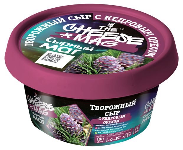 Сыр творожный The Cheese Mag с кедровым орехом БЗМЖ, 140 г
