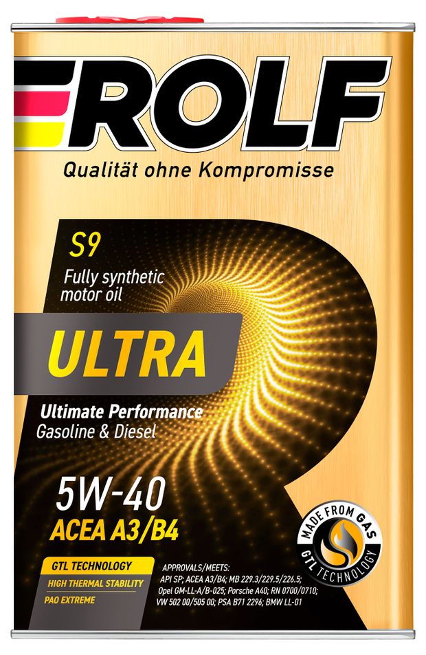 Масло моторное синтетическое Rolf Ultra 5W40 A3/B4 SP, 4 л