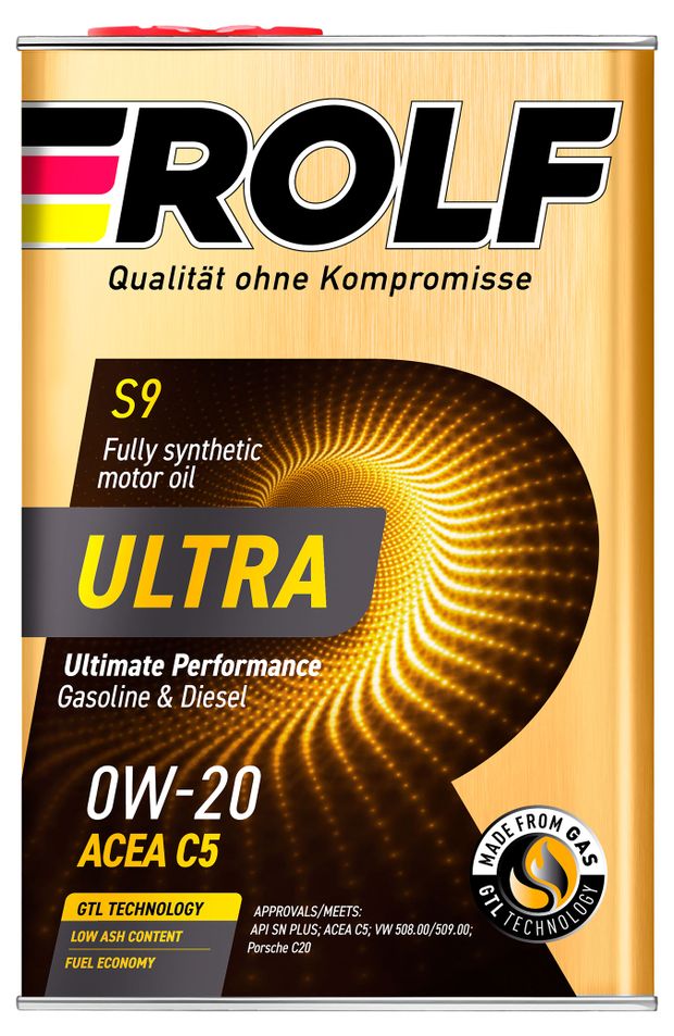 Масло моторное синтетическое Rolf Ultra 0W20 C5 SN plus, 4 л