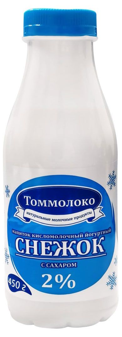 Напиток кисломолочный Снежок йогуртный Томмолоко охлажденный 2% БЗМЖ, 450 г