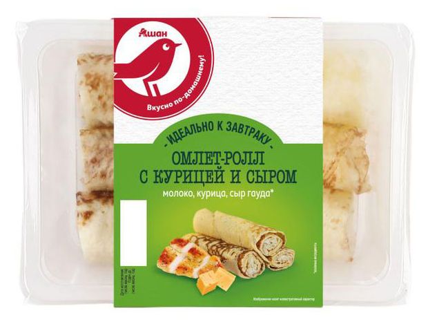 Готовая еда Омлет-ролл АШАН Красная птица с курицей и сыром, 150 г