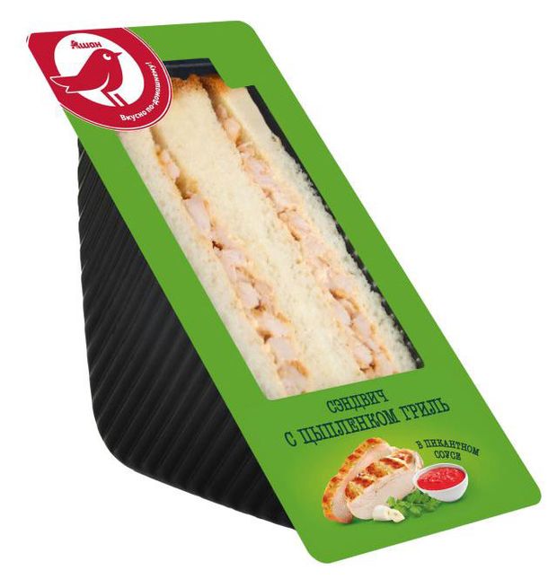 Сэндвич АШАН Красная птица с цыпленком гриль в пикантном соусе 150 г 165₽
