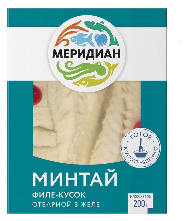 Минтай Меридиан отварной в желе, 200 г