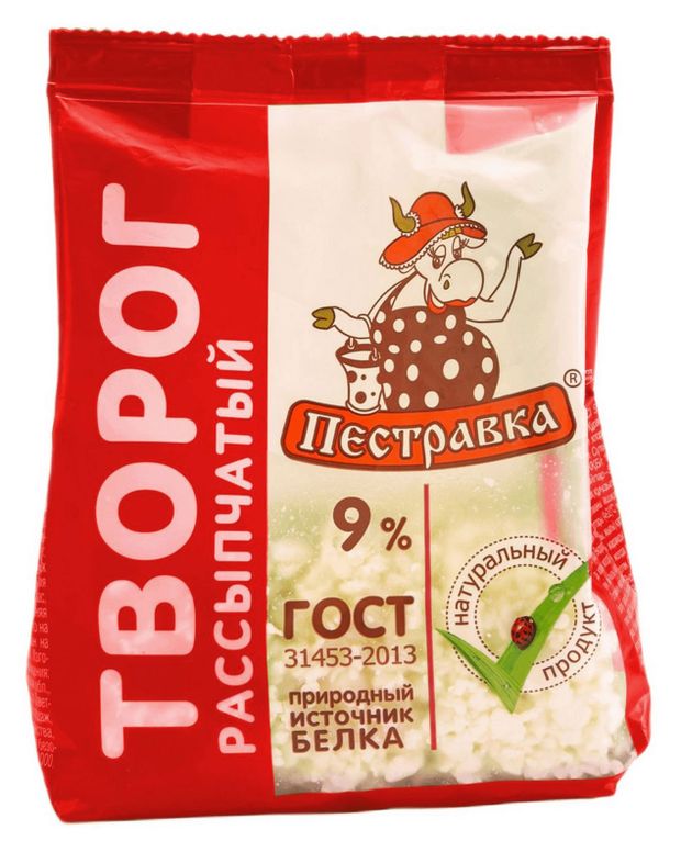 Творог рассыпчатый Пестравка ГОСТ 9% БЗМЖ, 300 г