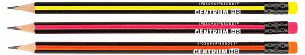 Карандаш Centrum НВ деревянный чернографитный с ластиком трехгранный корпус, 1 шт