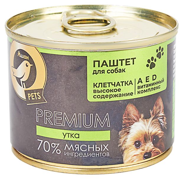 Влажный корм для собак АШАН Золотая птица паштет из утки 200 г 114₽