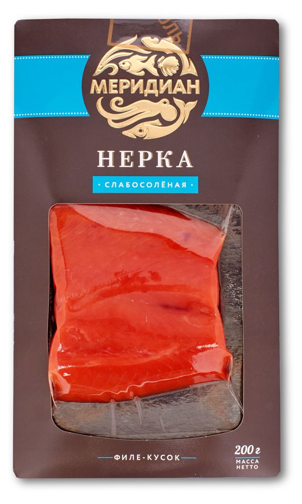 Нерка Меридиан слабосоленая филе-кусок 200 г 530₽