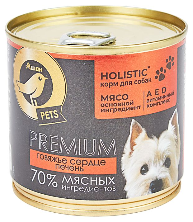 Влажный корм для собак АШАН Золотая птица говяжье сердце и печень в желе 240 г 89₽