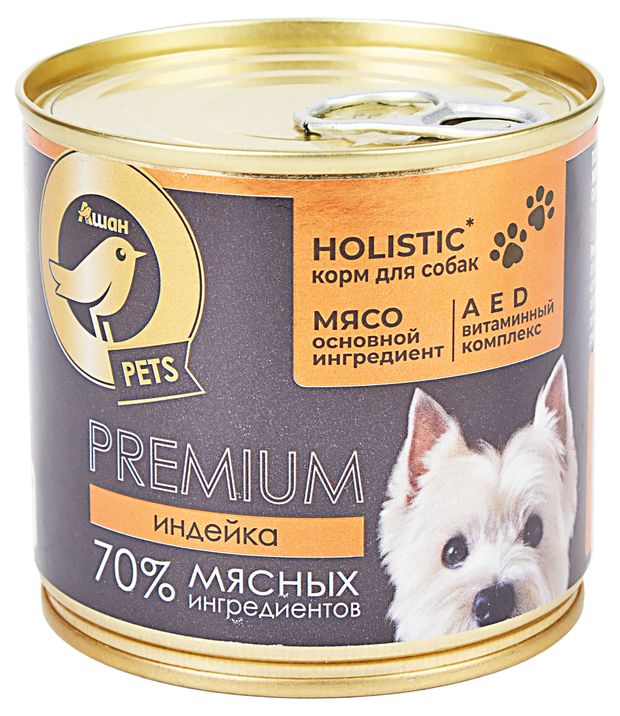 Влажный корм для собак АШАН Золотая птица с индейкой в желе 240 г 134₽