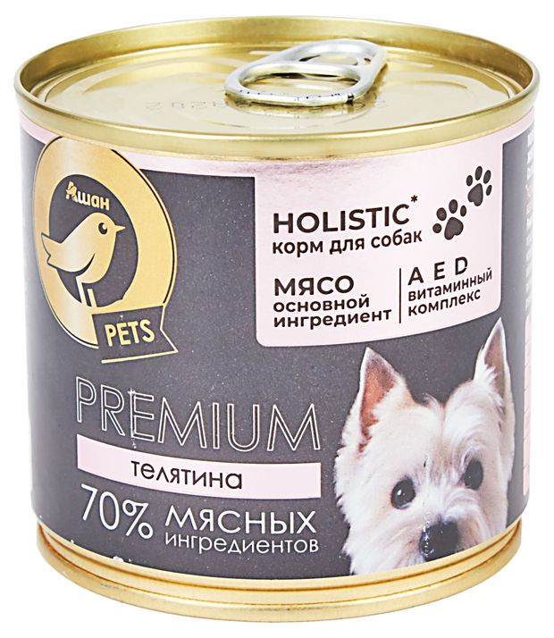 Влажный корм для собак АШАН Золотая птица с телятиной в желе 240 г 145₽