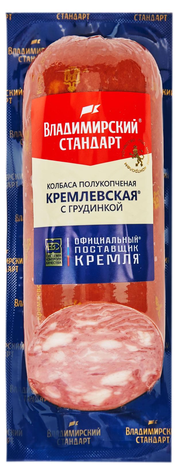 Колбасные изделия  Ашан Колбаса полукопченая Владимирский стандарт Кремлевская с грудинкой, 350 г