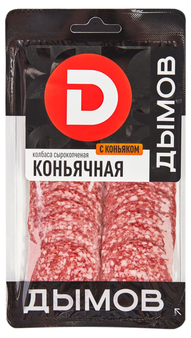 Колбасные изделия  Ашан Колбаса сырокопченая ДЫМОВ Коньячная нарезка, 90 г