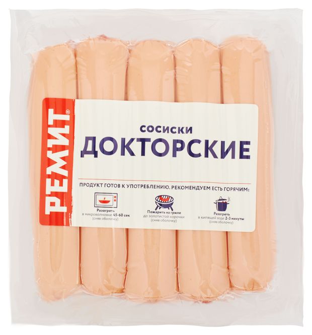 Колбасные изделия Сосиски куриные Ремит Докторские, 480 г