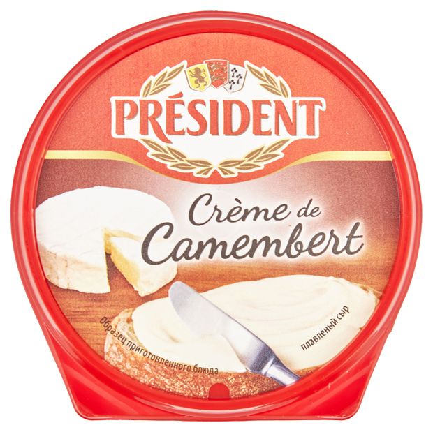 Сыр плавленый President Creme de Camembert с белой плесенью 50 БЗМЖ 125 г 250₽