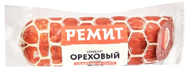 Колбаса варено-копченый Ремит Сервелат Ореховый с кедровым орехом, 360 г