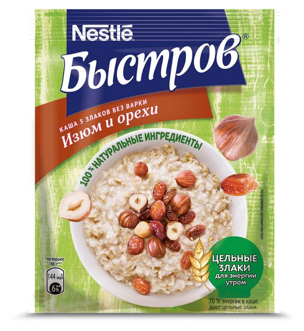 Каша овсяная Быстров с изюмом и орехами 40 г 29₽