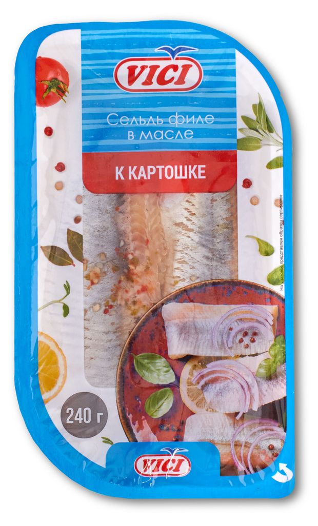 Сельдь VICI к картошке в масле филе 240 г 221₽