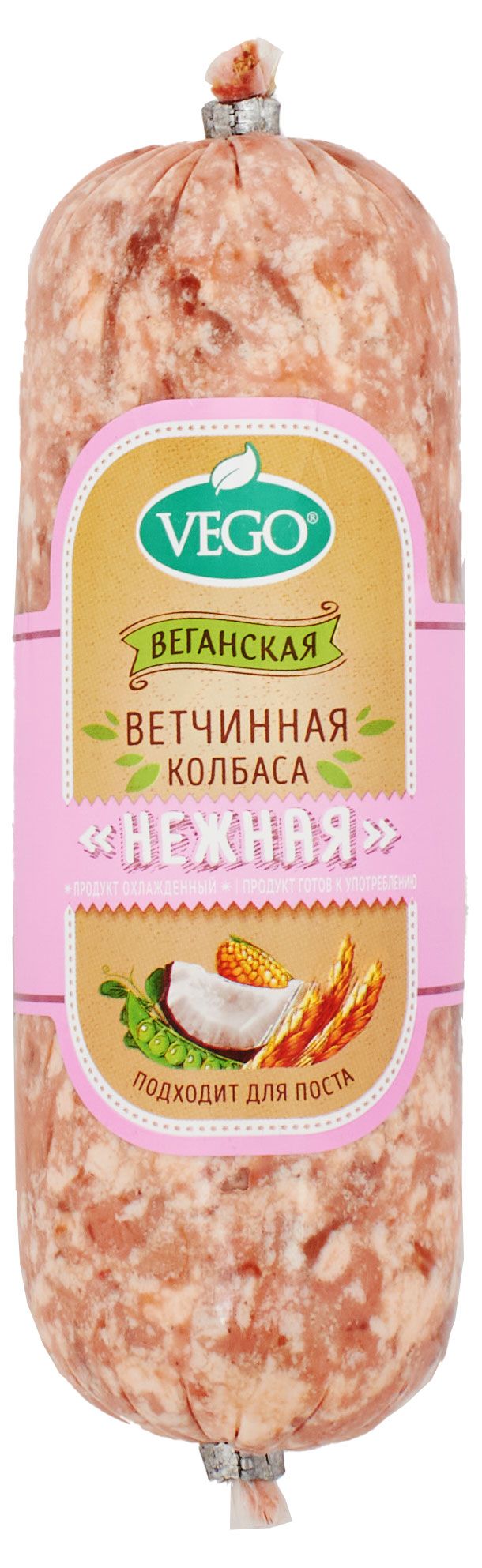 Колбаса ветчинная веганская Vego Vegan Нежная постная, 400 г