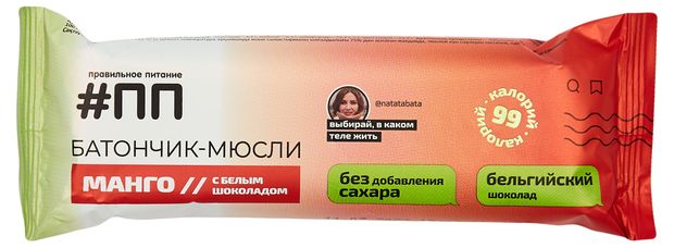 Батончик-мюсли Правильное питание Манго без сахара 30 г 61₽