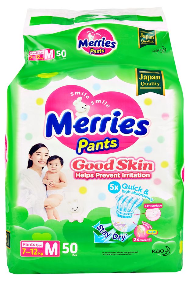 фото Трусики-подгузники merries good skin m / 3 (7-12 кг), 50 шт