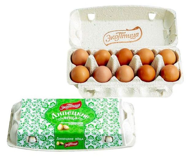 Яйцо куриное ЭкоПтица Липецкие С2 коричневое, 10 шт