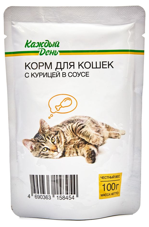 Корм для кошек Каждый День с курицей в соусе 100 г 13₽
