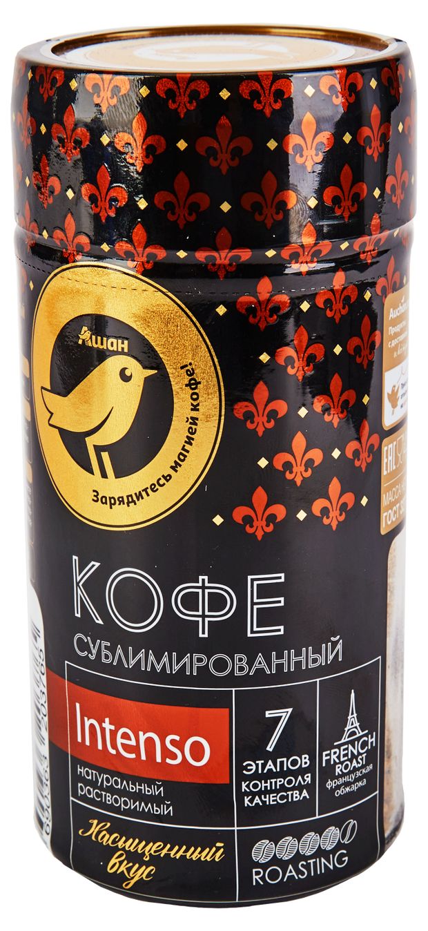 Чай, кофе, горячие напитки Кофе сублимированный крепкий АШАН Золотая Птица, 100г