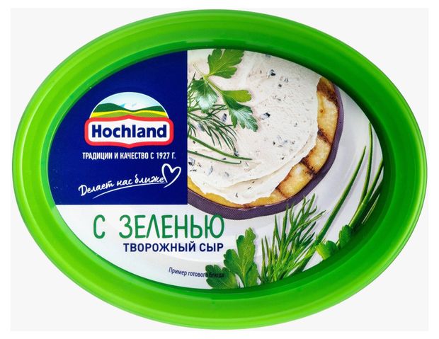 Сыр творожный с зеленью Hochland 60 БЗМЖ 140 г 160₽