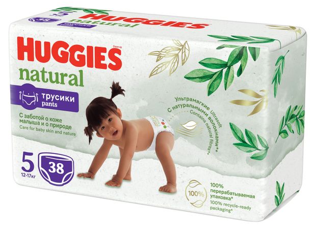 фото Подгузники-трусики huggies natural 5 размер (12-17 кг), 38 шт