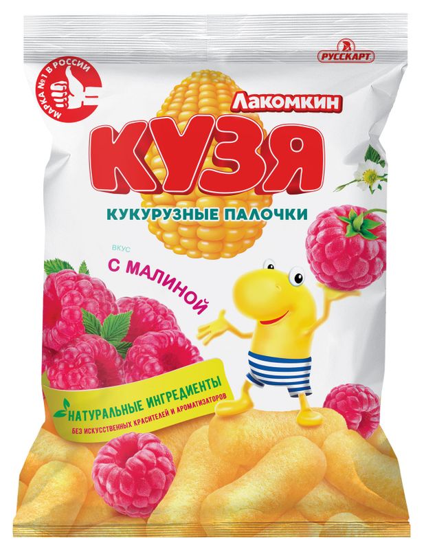 Палочки кукурузные Русскарт КУЗЯ Лакомкин со вкусом малина 50 г 63₽