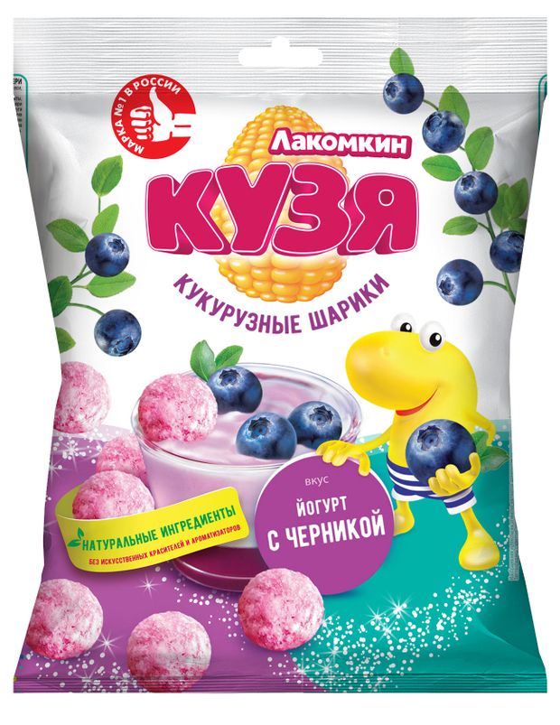 Палочки кукурузные Русскарт КУЗЯ Лакомкин со вкусом йогурта с черникой, 50 г