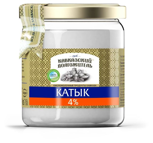 Кисломолочный продукт Катык Кавказский долгожитель 4% БЗМЖ охлажденный, 400 г