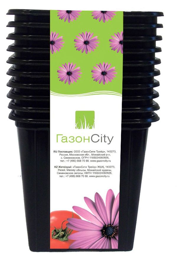 Горшок квадратный ГазонСity черный, 9х9х8 см