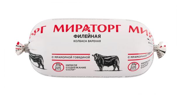 Колбаса вареная Мираторг Филейная с мраморной говядиной 400 г 120₽
