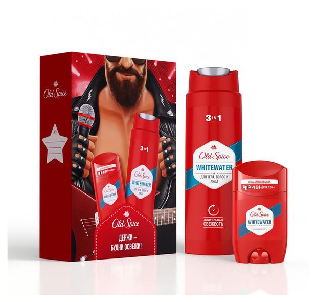 Набор подарочный Old Spice Whitewater Дезодорант-стик, 50 мл + Шампунь-гель для душа 3в1, 250 мл