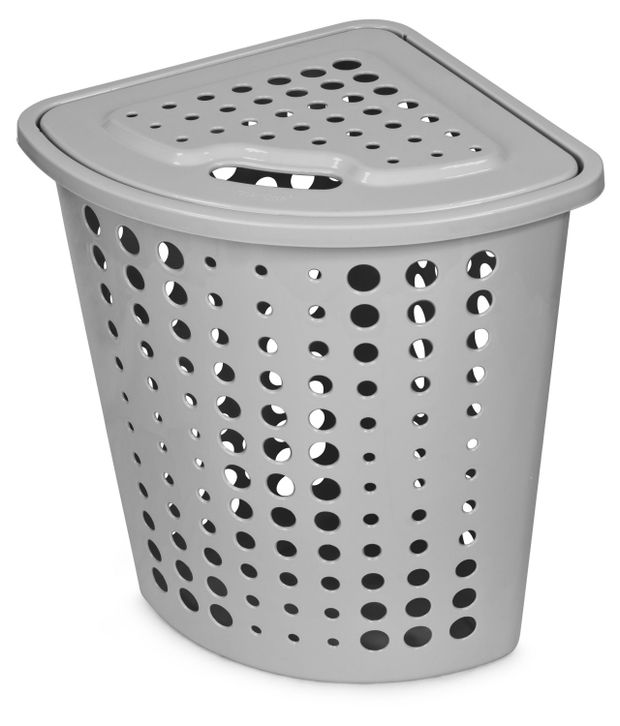 Корзина для белья Martika art of form Молетта угловая с крышкой серая 45 л, 50,8х40,2х55,4 см