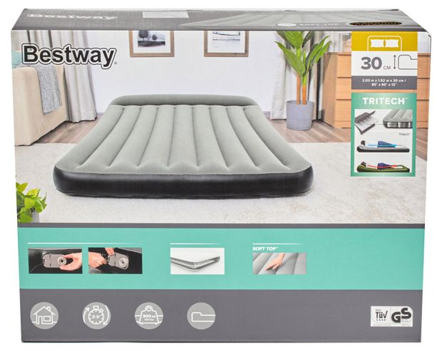 фото Матрас надувной bestway indoor airbeds с подголовником, 203х152х30 см
