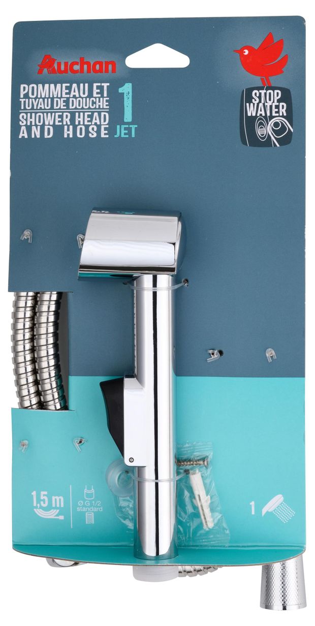 Набор для гигиенического душа АШАН Красная птица Лейка Шланг для душа Держатель 590₽