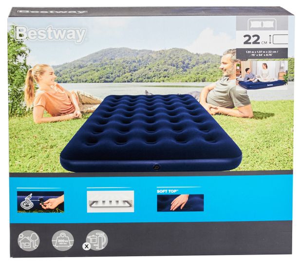 Матрас надувной BESTWAY Flocked Air Bed 1,5-спальный, 191х137х22 см